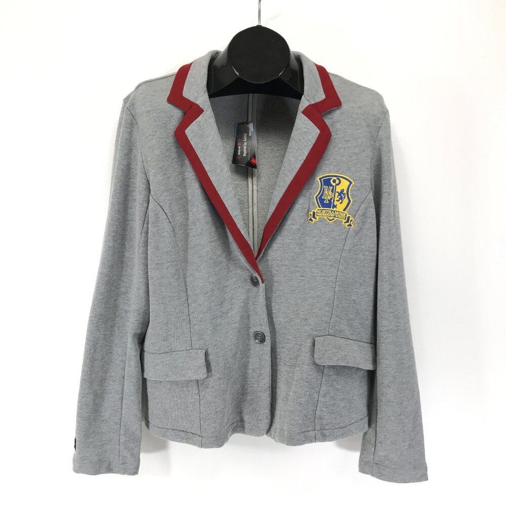 NEW Target Beetlejuice Astrid Graphic Blazer Women's Large Gray Northanger Prep
